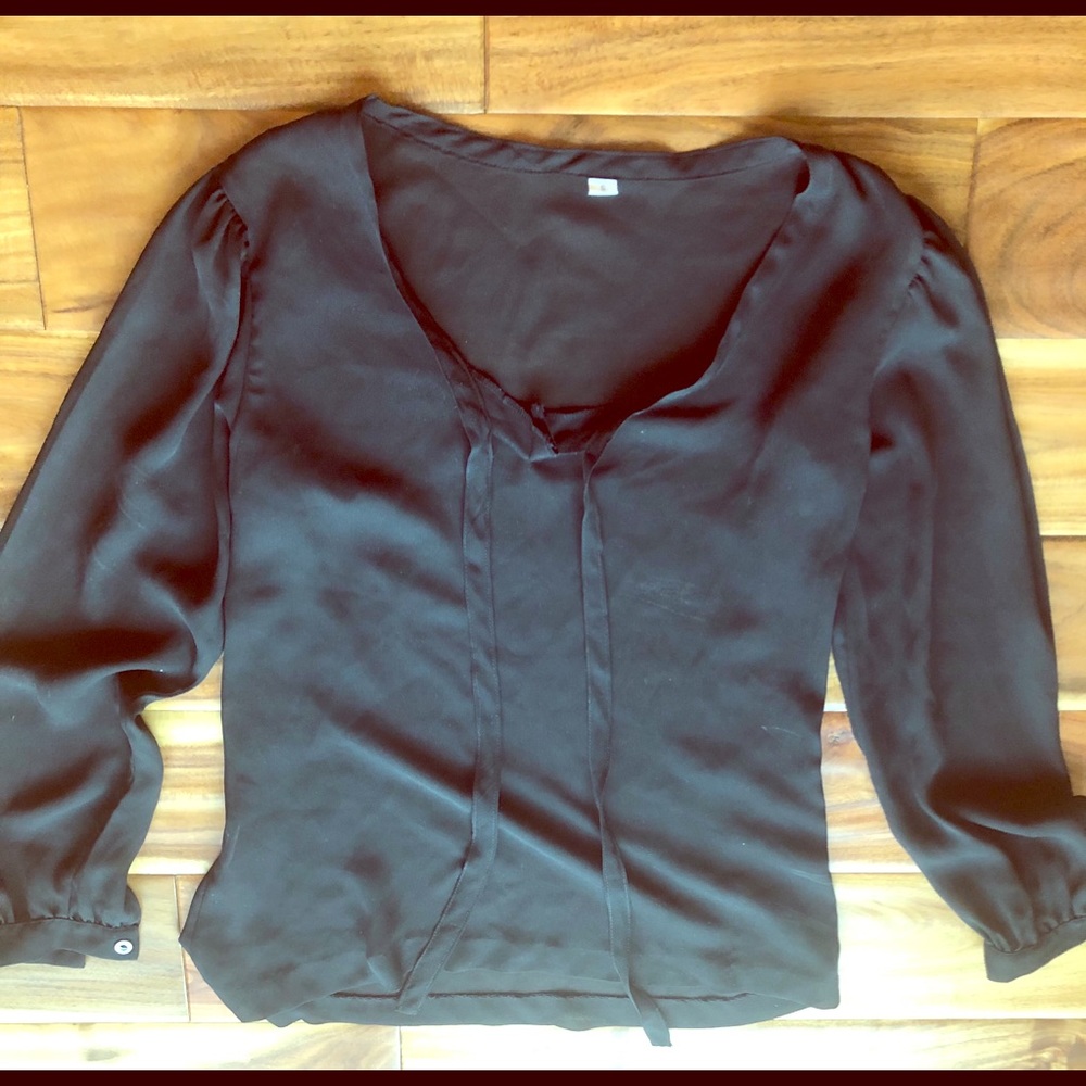 Black blouse sheer dressy